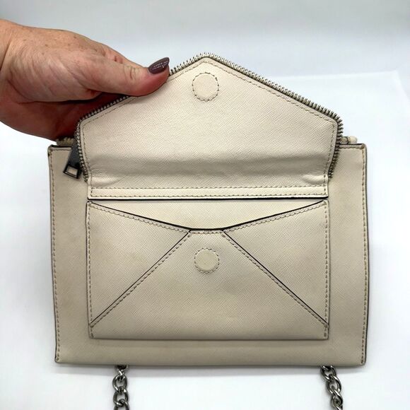 Rebecca Minkoff Leo Envelope Leather Clutch Crossbody - Ivory - Picture 5 of 8